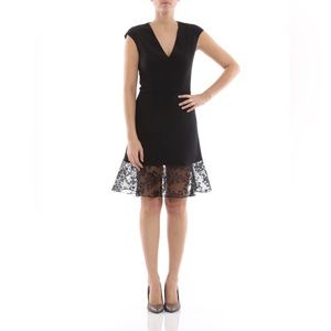 Carven crepe lace hem mini dress